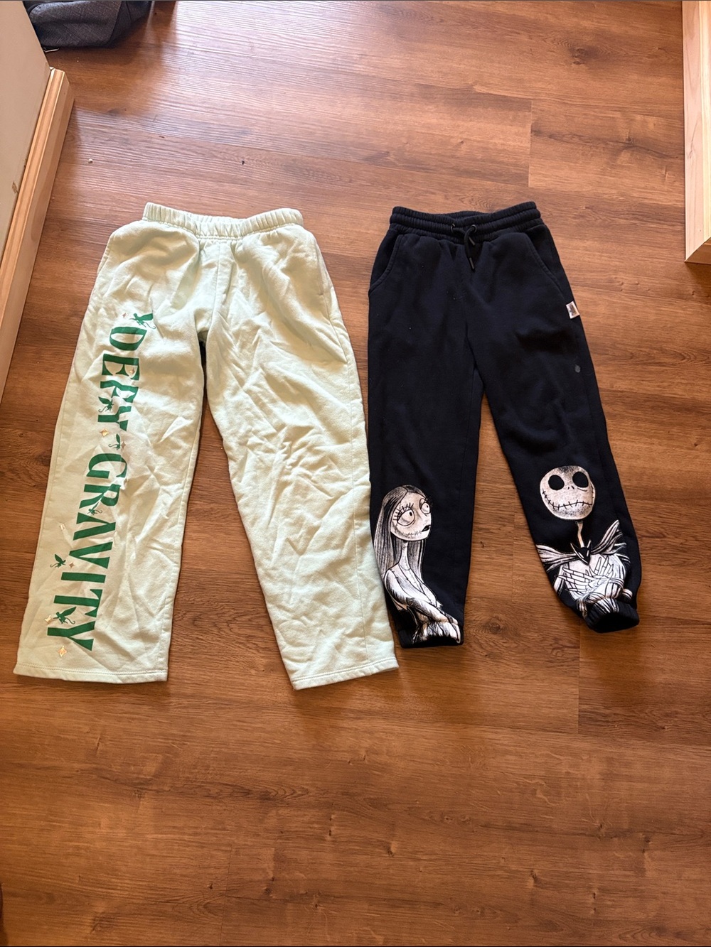 Kids Black Character Joggers and Light Green Graphic Sweatpants Set